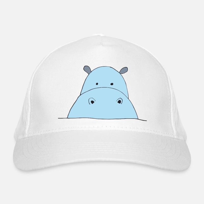 Blauer Hippo Blickfang Bio-Baseballkappe