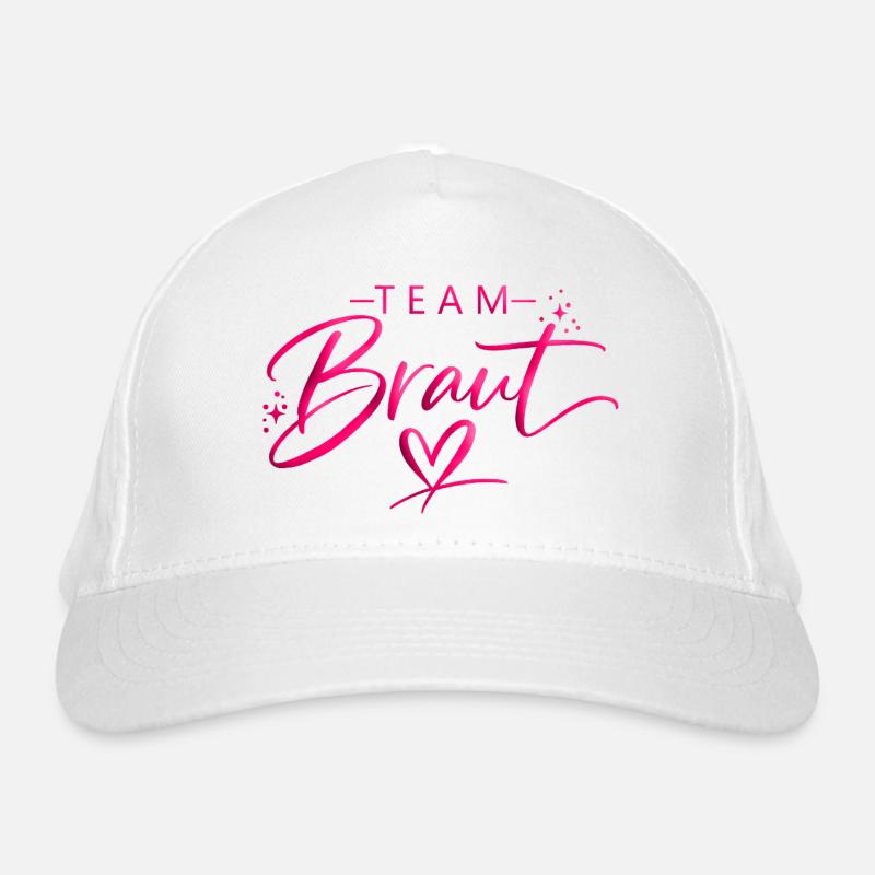 Team Bride Pink Heart Logo Organic Baseball Cap