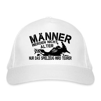Lustiger Spruch Männer älter Motorrad Spielzeug - Bio-Baseballkappe - Weiß - Vorne