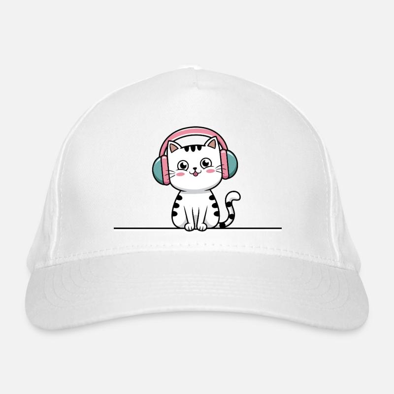 Chat mignon avec des écouteurs Doodle Casquette classique bio