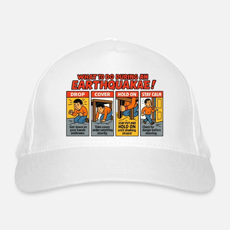 Erdbeben Sicherheitsanleitung Bio-Baseballkappe