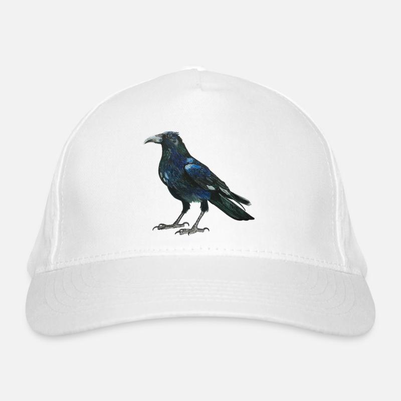 Raven crow with slightly bluish green feathers Organic Baseball Cap