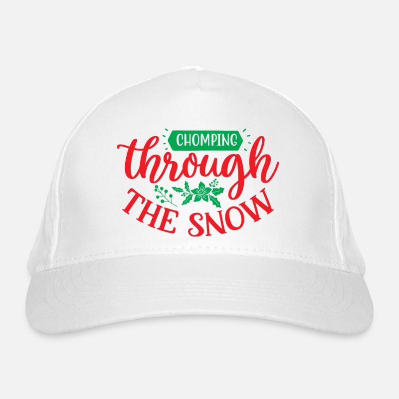 Chomping through the snow - Christmas humor - Organic Baseball Cap - white