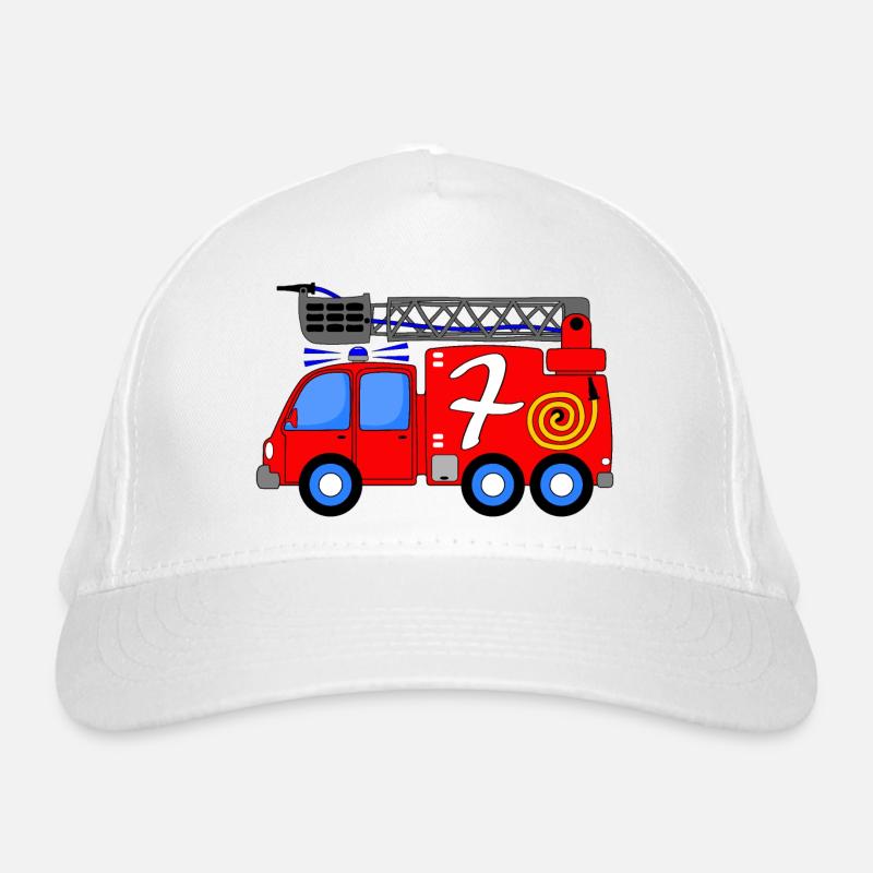 Fire engine 7 birthday children Organic Baseball Cap