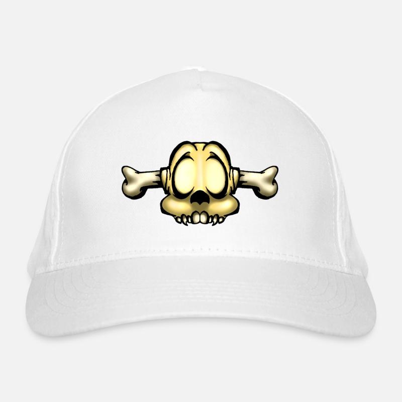 Schädel. Schädel mit Knochen durch den Kopf. - Bio-Baseballkappe - Weiß