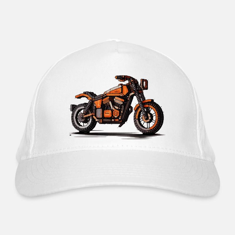 Motorrad als Oldtimer in 16-Bit Grafik Bio-Baseballkappe