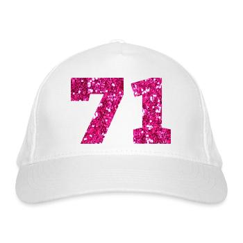 71 Pink Glitter - 71. Geburtstag - Bio-Baseballkappe - Weiß - Vorne