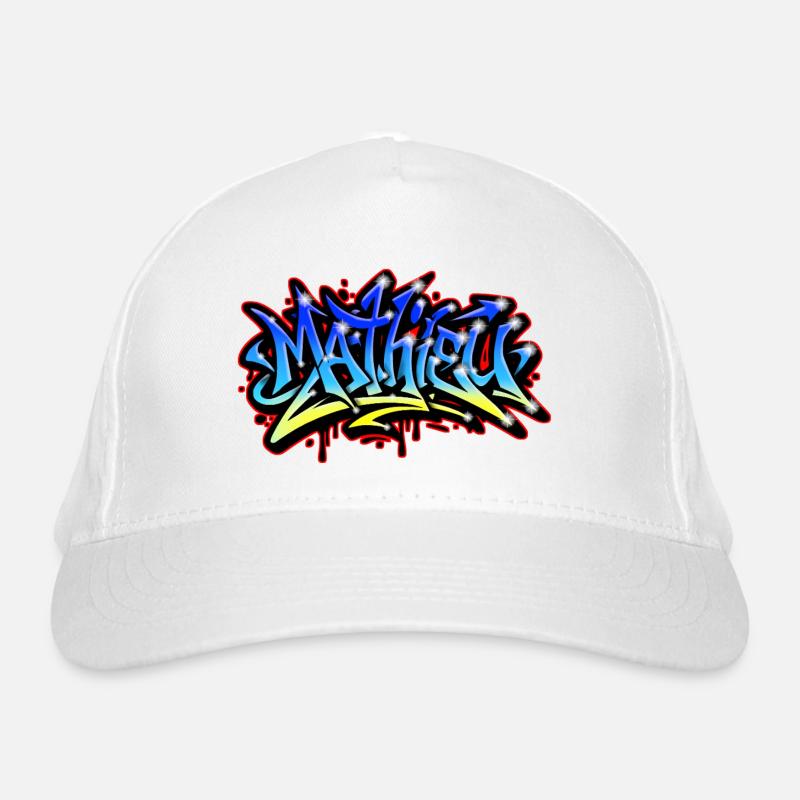 Mathieu Graffiti Druckbar Blau Gelb Bio-Baseballkappe