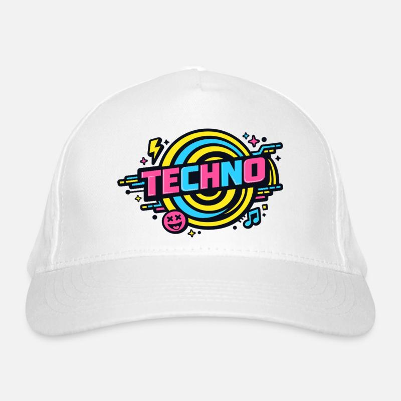 Techno Neon Retro Circle Organic Baseball Cap