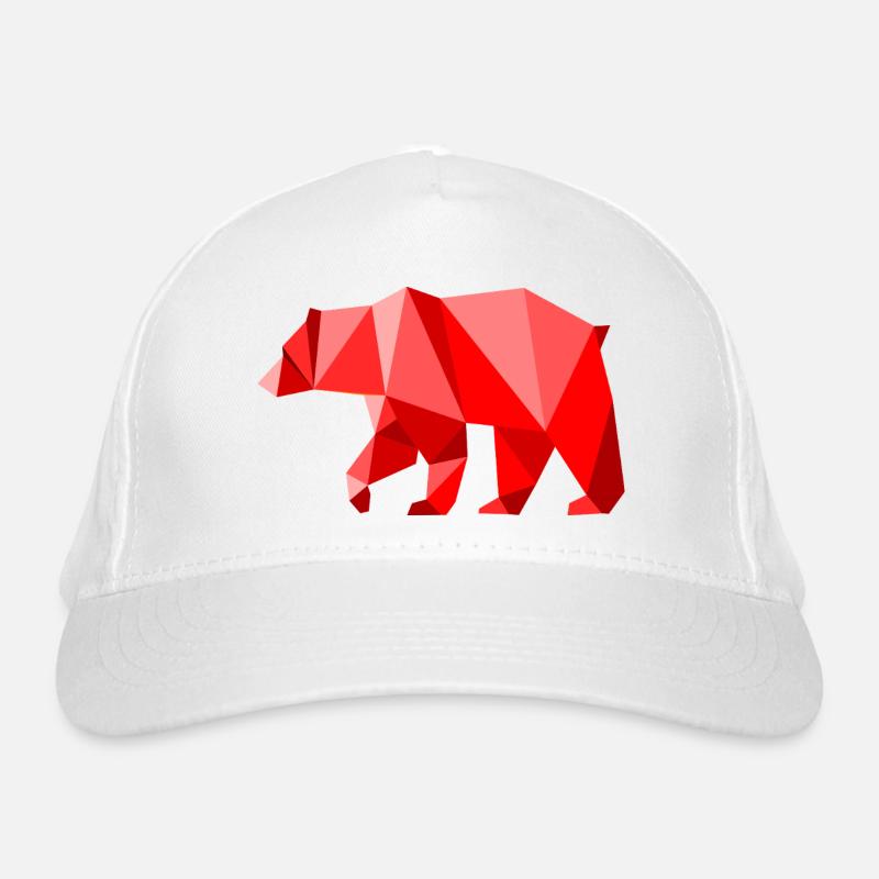 Roter Lowpoly-Bär Bio-Baseballkappe