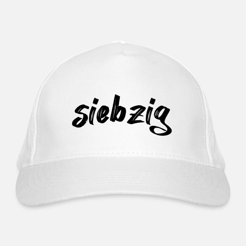 Siebzig Schriftzug. Bio-Baseballkappe