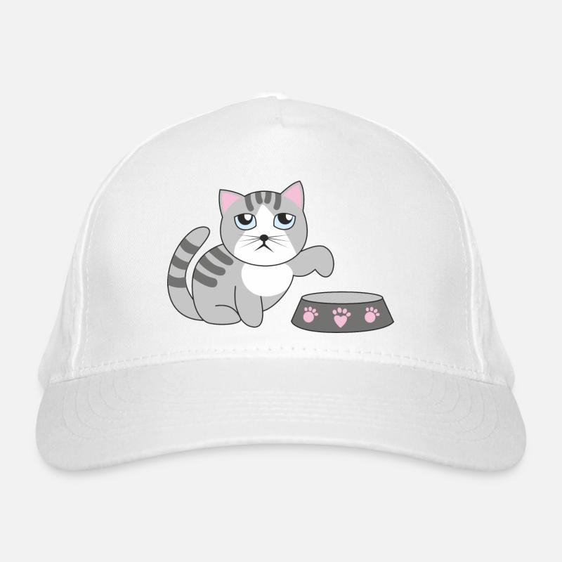 Hungrige Katze - Bio-Baseballkappe - Weiß