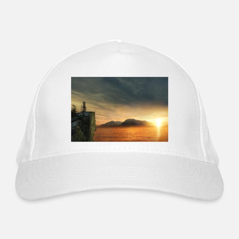 Coucher de soleil au lac.sunset Casquette classique bio