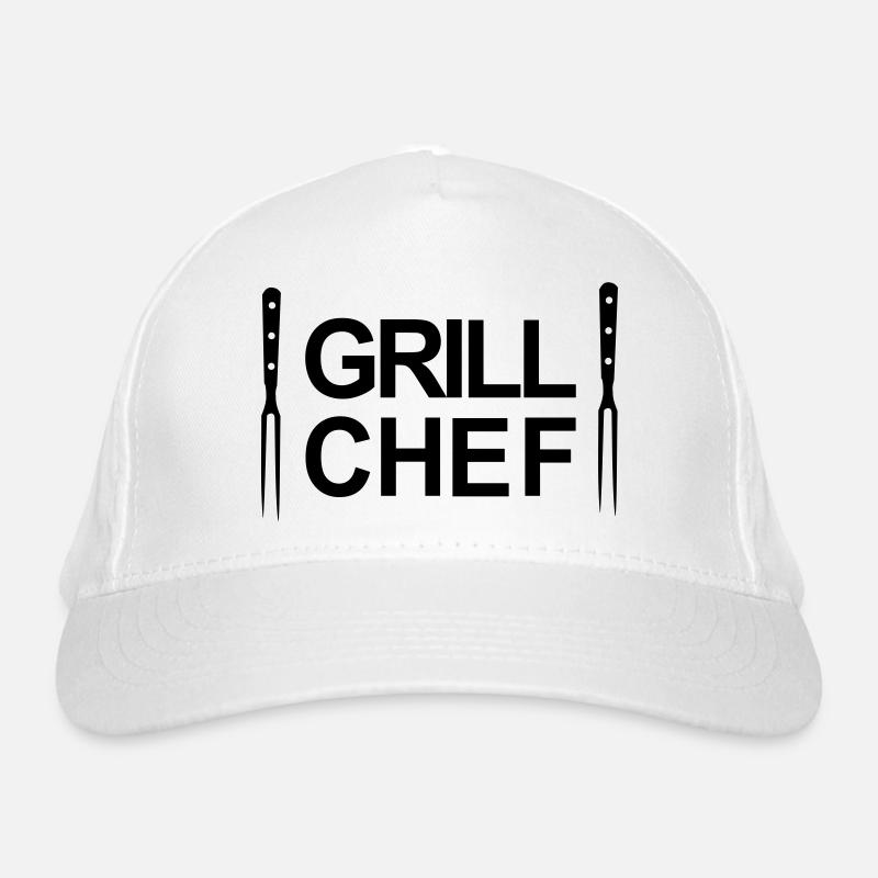 Grill,Grilling,BBQ,cooking,chef,meat,summer,sausag Organic Baseball Cap