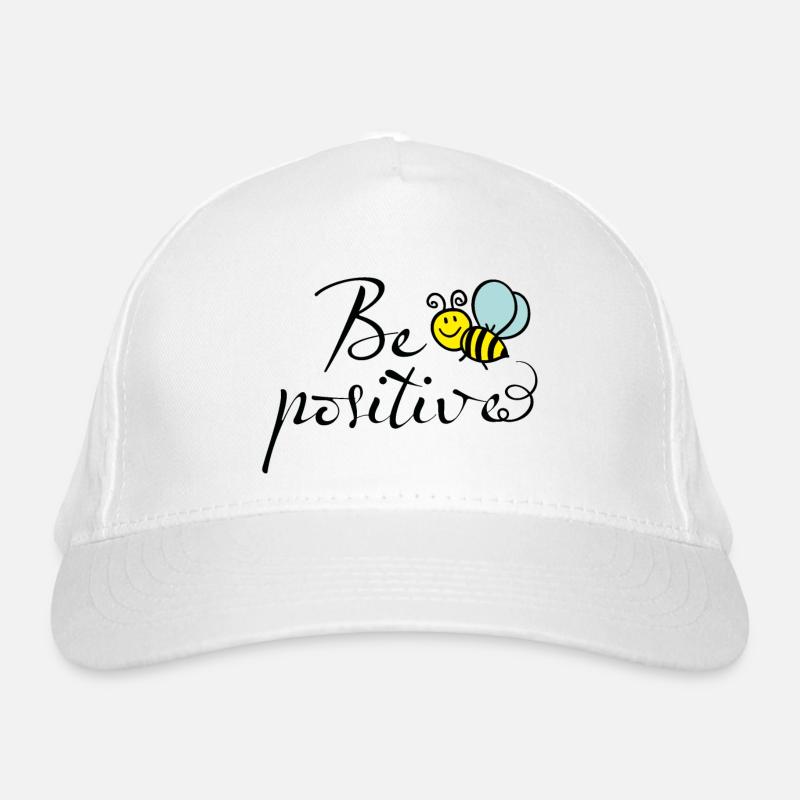 Be Positive Bee Motif Organic Baseball Cap