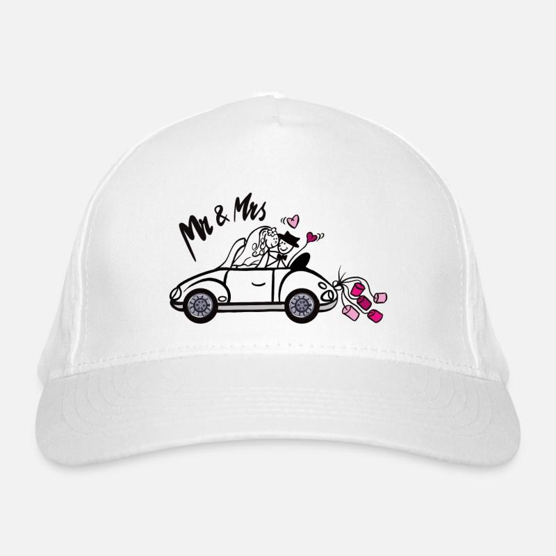 Warm wedding cart for couples - Organic Baseball Cap - white