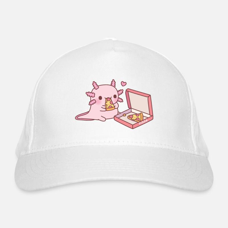 Un axolotl mignon aime manger de la pizza - Casquette classique bio - blanc