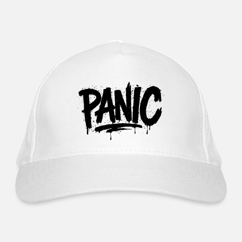 Expressive Graffiti "Panic" Font Organic Baseball Cap