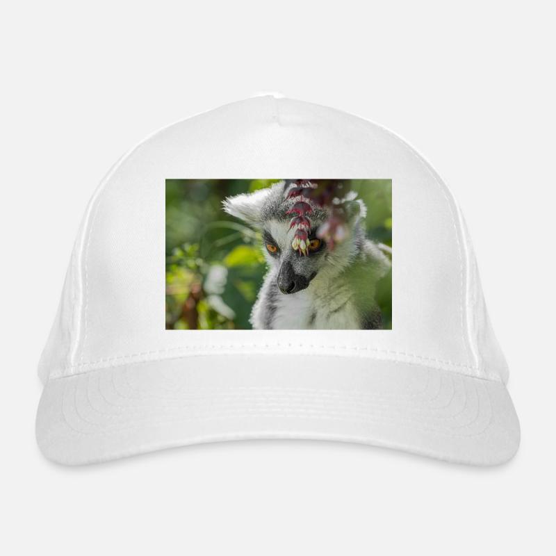 Portrait de lémurien au feuillage vert Casquette classique bio