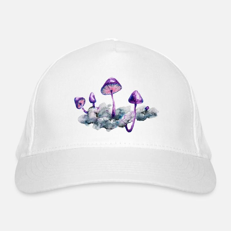 Nuage en forme de champignon violet - Casquette classique bio - blanc