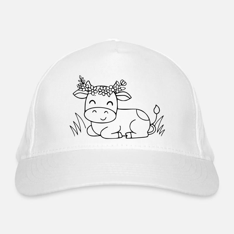 Süße Kuh Blumenkranz Boho Outline Bio-Baseballkappe