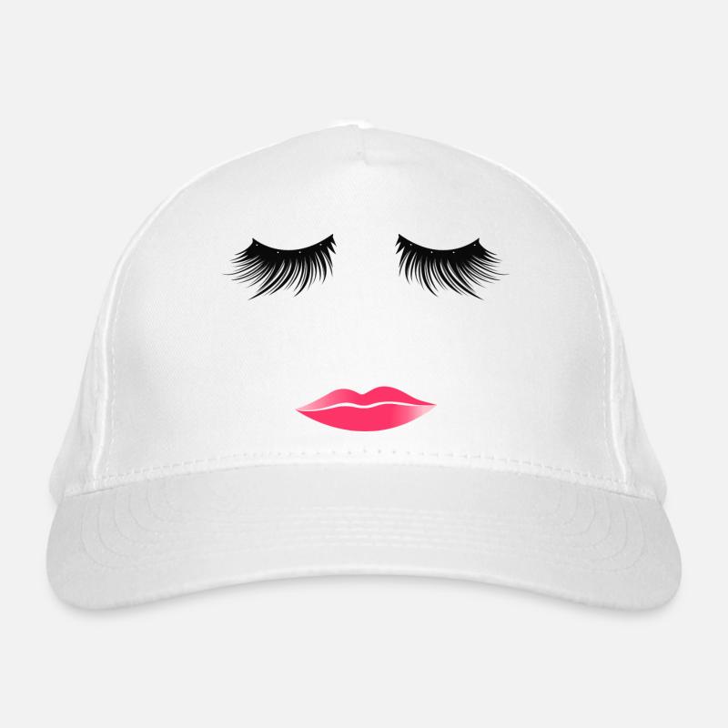 Frauengesicht Wimpern Kussmund Pinke Lippen Bio-Baseballkappe
