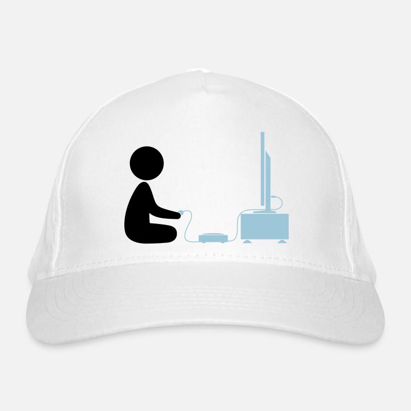 Un garçon joue avec sa console de jeux Casquette classique bio