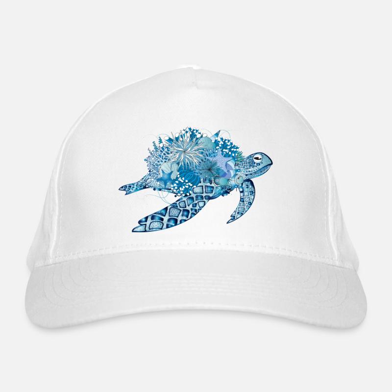 tortue bleue imaginative avec des coraux Casquette classique bio