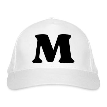 Buchstabe m - Bio-Baseballkappe - Weiß - Vorne