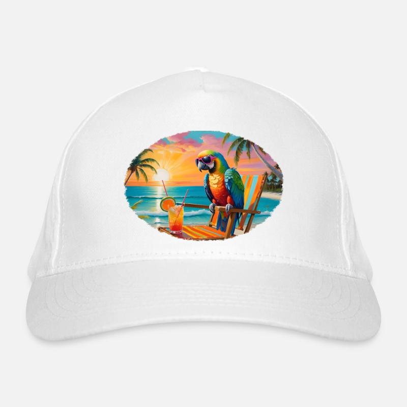Perroquet sur la plage au coucher du soleil Casquette classique bio