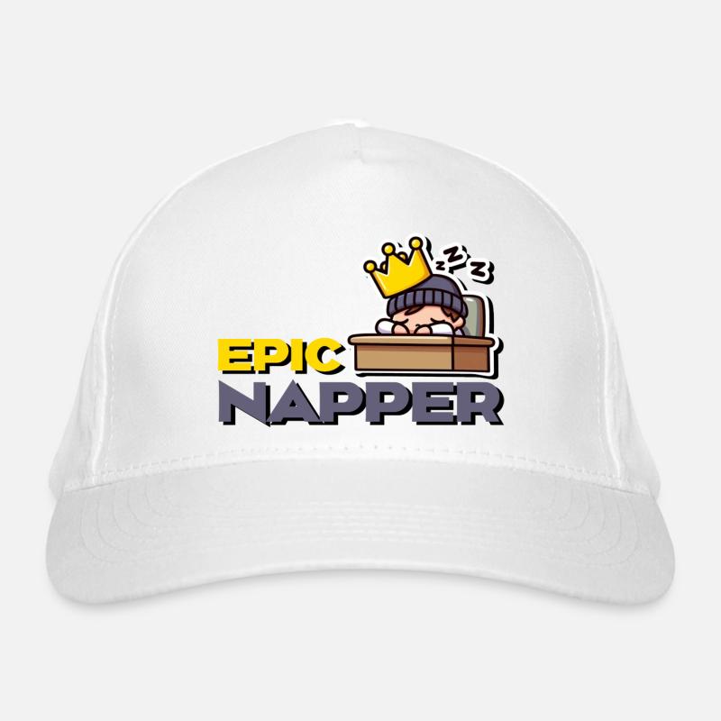 Epic Napper - Funny Cartoon for Late Risers Organic Baseball Cap