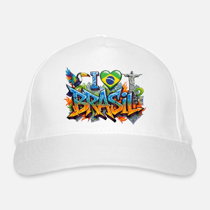 Lebendiges Graffiti Ich liebe Brasil Design Bio-Baseballkappe