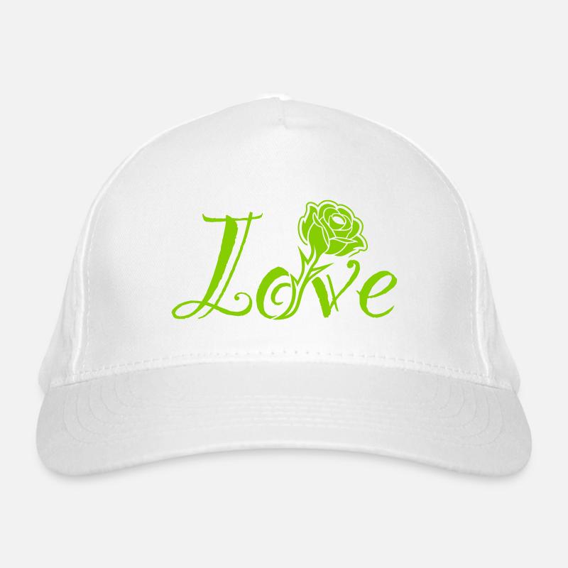 Love Blossoms : Typographie avec une rose intégrée Casquette classique bio