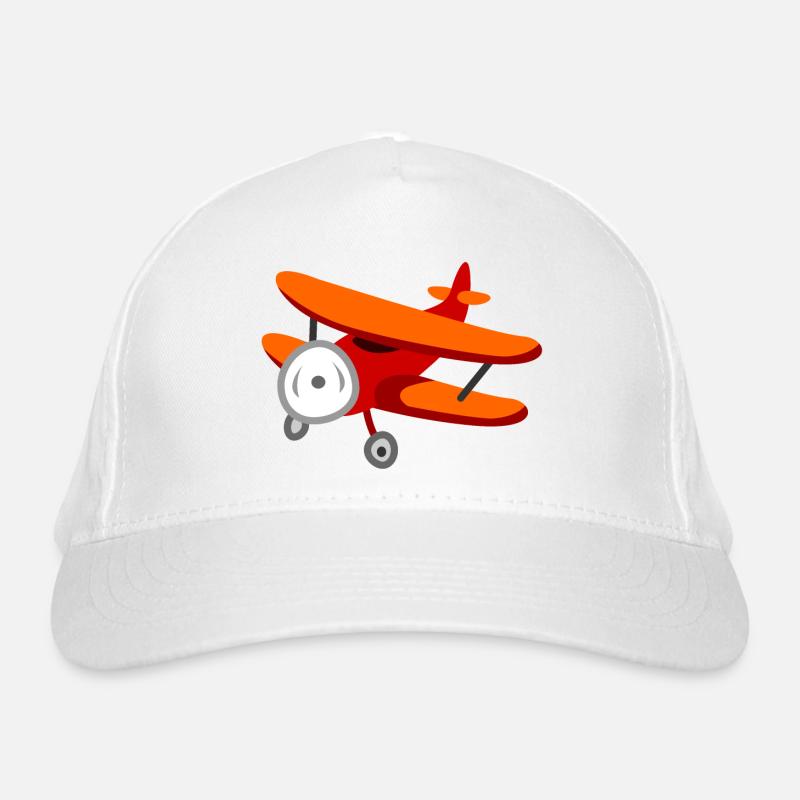 Roter Doppeldecker-Flugzeug Bio-Baseballkappe