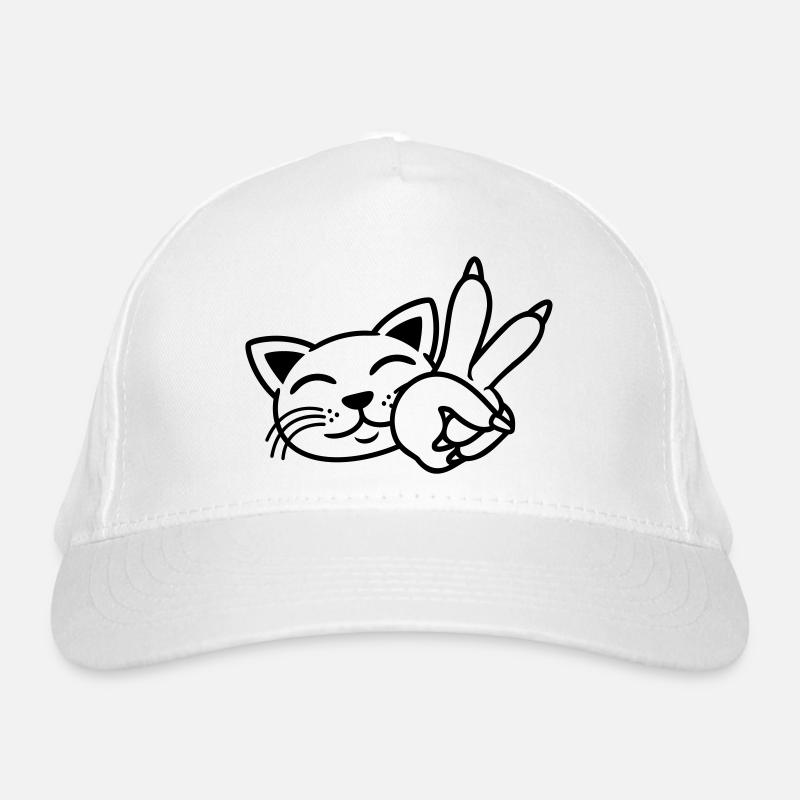 Handzeichen Peace Katze Gesicht Bio-Baseballkappe