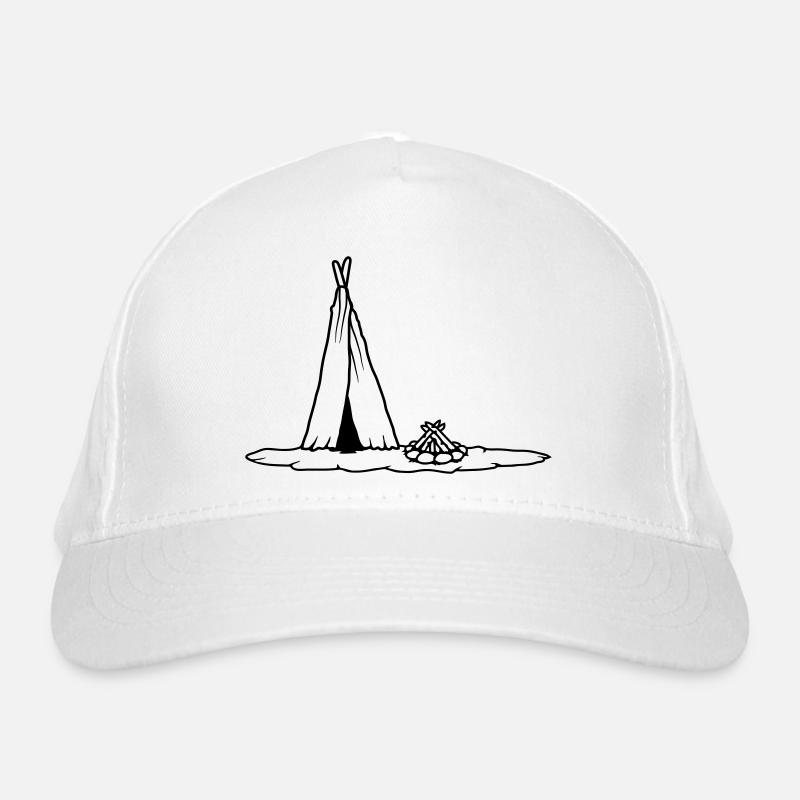 Campground Campfire primitive tent Organic Baseball Cap