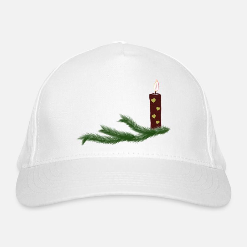 Bougie de Noël festive aux branches de sapin Casquette classique bio