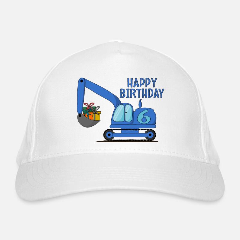 Bagger Kinder Happy Birthday 6 Blau Bio-Baseballkappe