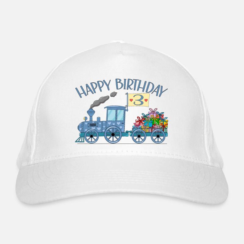 Kinderzug Eisenbahn Happy Birthday 3 Bio-Baseballkappe