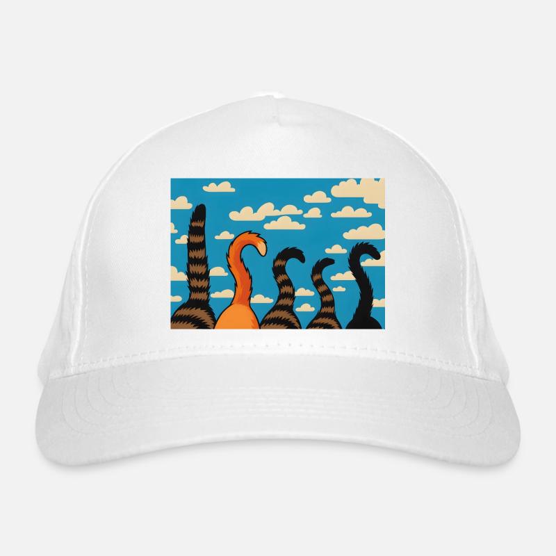 Cute Cat Tails Against Cloudy Sky Organic Baseball Cap