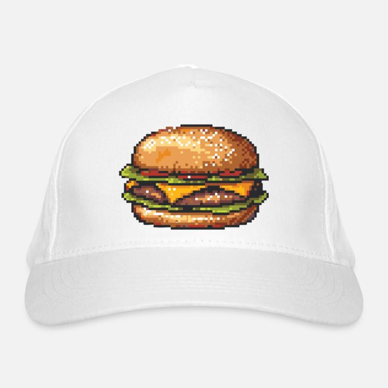 8Bit Hamburger Pixel Art Organic Baseball Cap