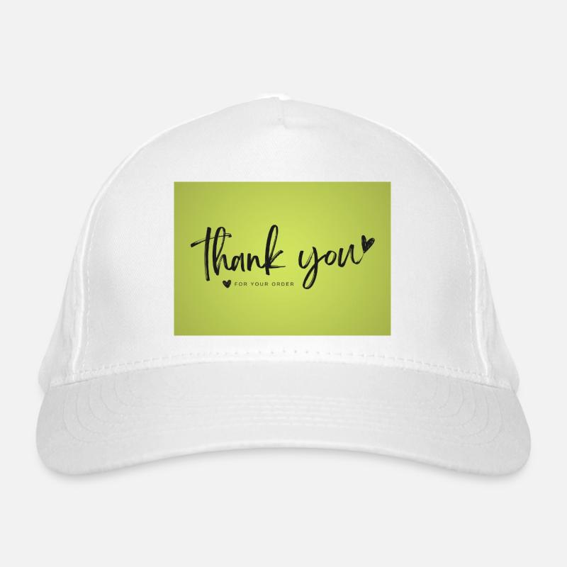 Thank You Script on Lime Green Organic Baseball Cap