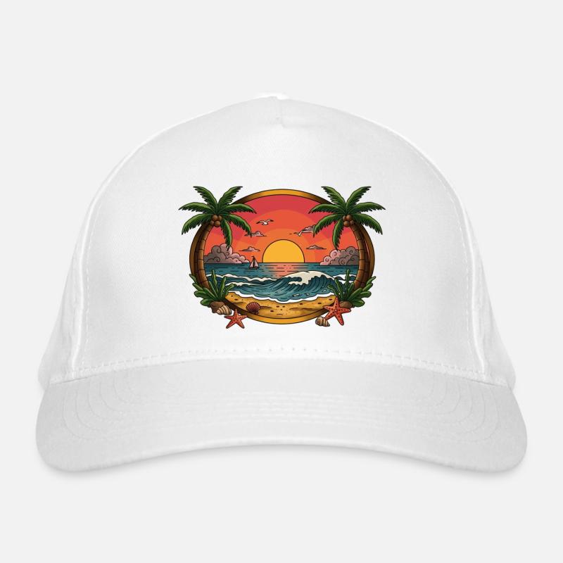 Tropical Sunset Wave Circle Organic Baseball Cap