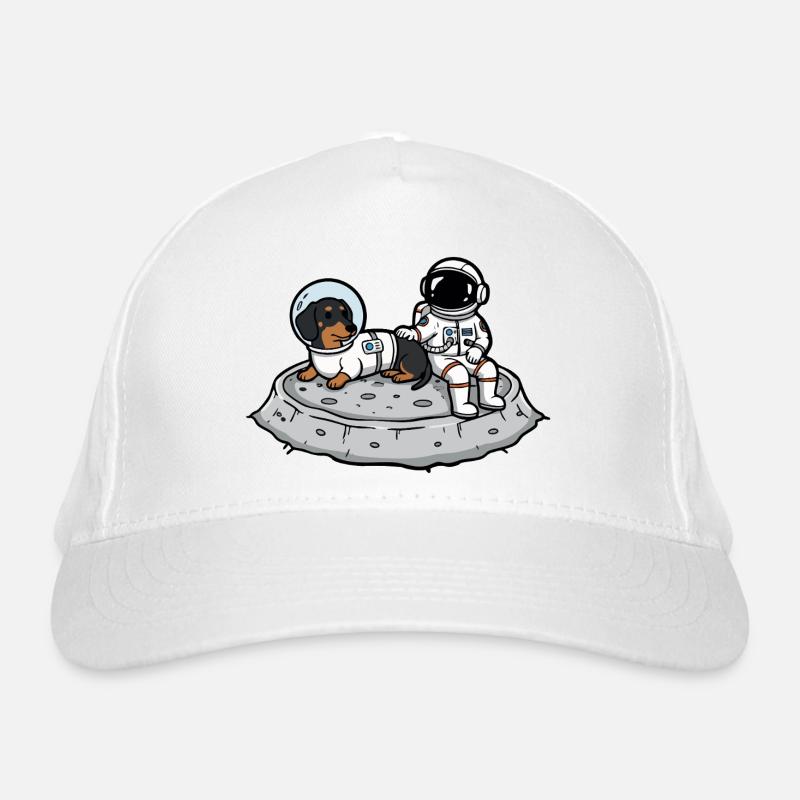 Astronaut Dog Dachshund Moon Space Organic Baseball Cap
