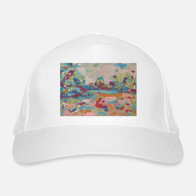 Abstrakte Landschaft aus farbenfrohen Flecken Bio-Baseballkappe
