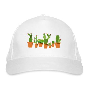 Cacti in pots - Organic Baseball Cap - white - Front