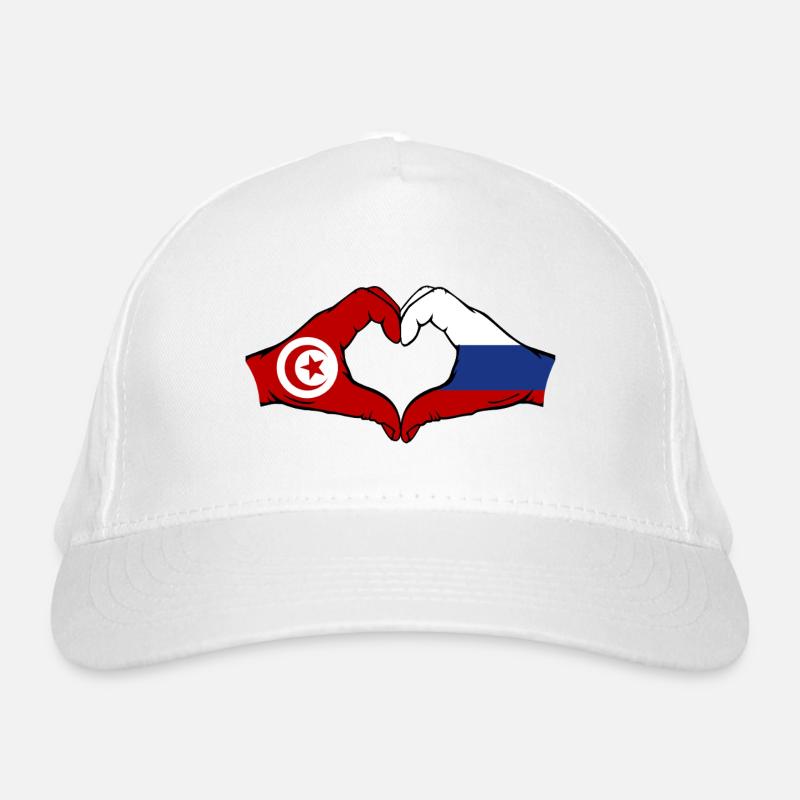 Tunisie Russie Drapeau Mains Coeur Forme Casquette classique bio