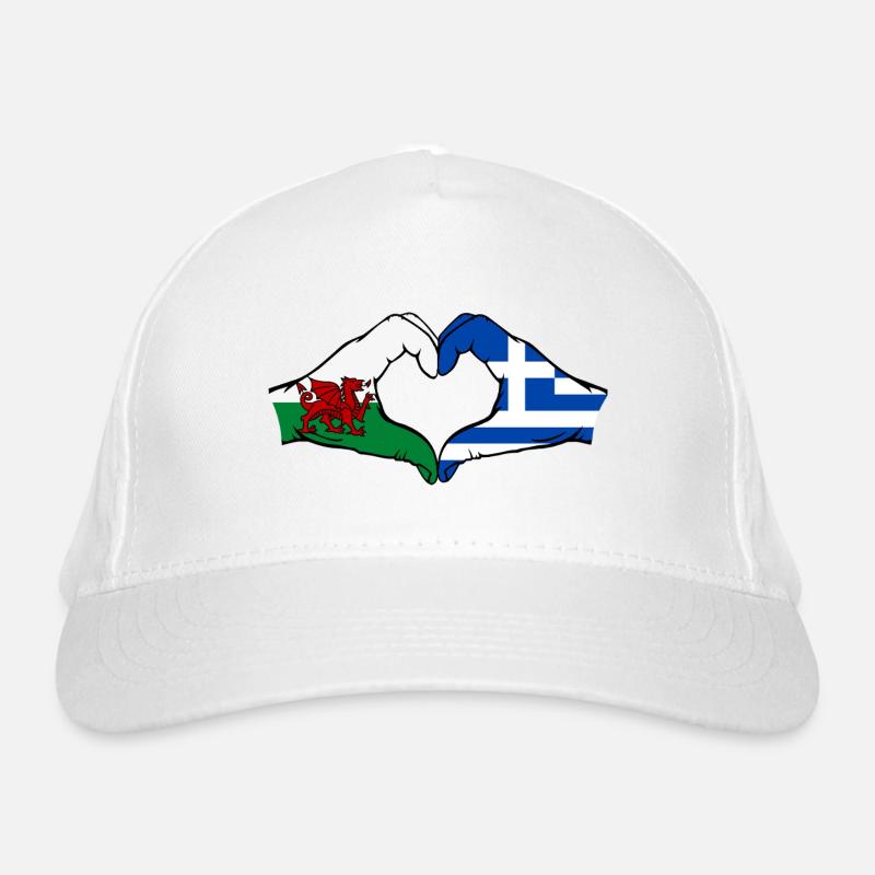 Pays de Galles Grèce Drapeau Mains Coeur Forme Casquette classique bio