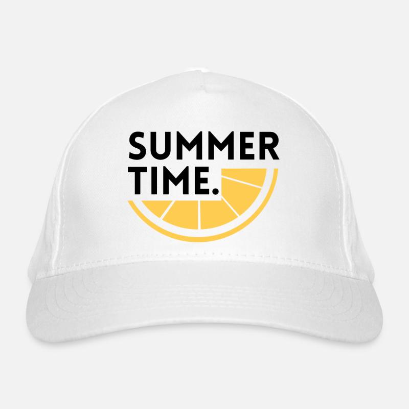Sommerzeit - Zitrone - Bio-Baseballkappe - Weiß