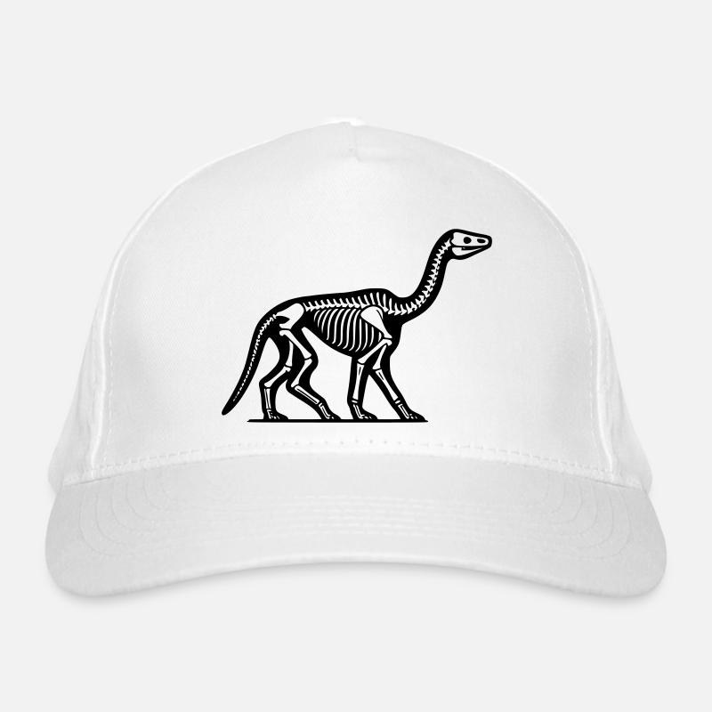 Skeleton Dinosaur - Organic Baseball Cap - white